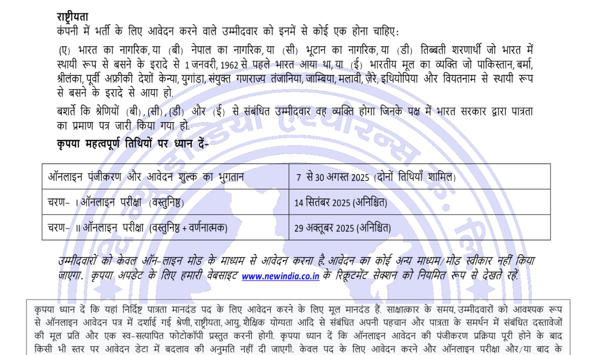 NIACL AO Exam Date