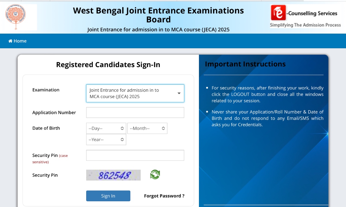 WBJEE JECA Admit Card