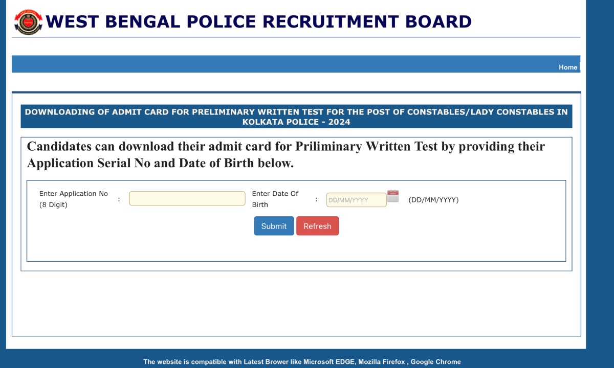WBPRB Constable Admit Card